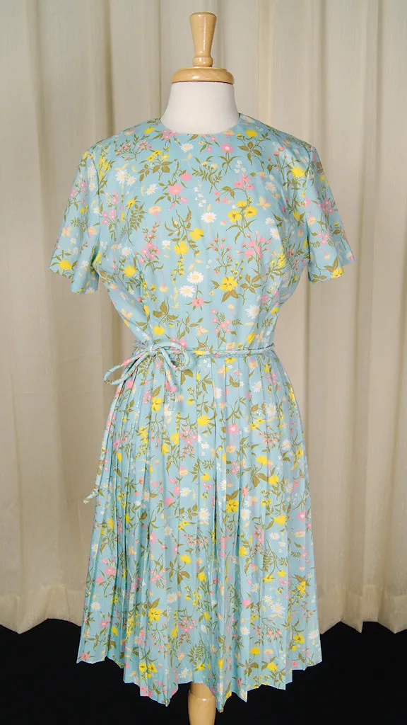 1950s Floral Pleated Dress