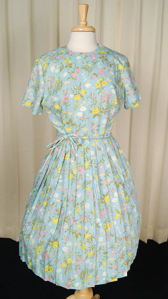 1950s Floral Pleated Dress