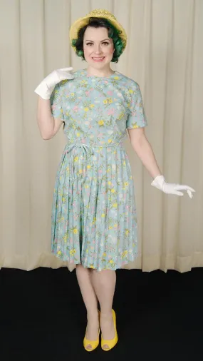 1950s Floral Pleated Dress