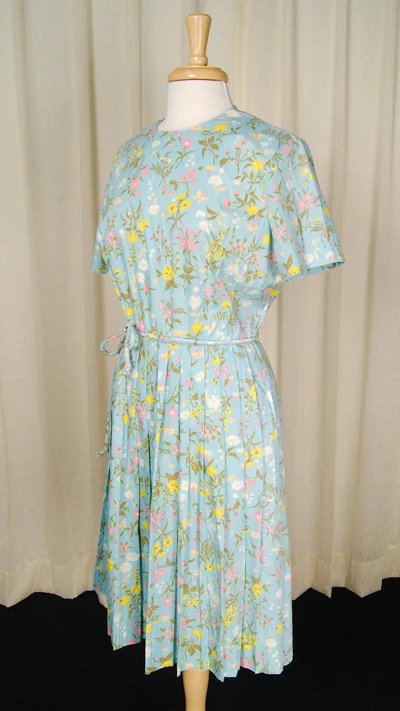 1950s Floral Pleated Dress