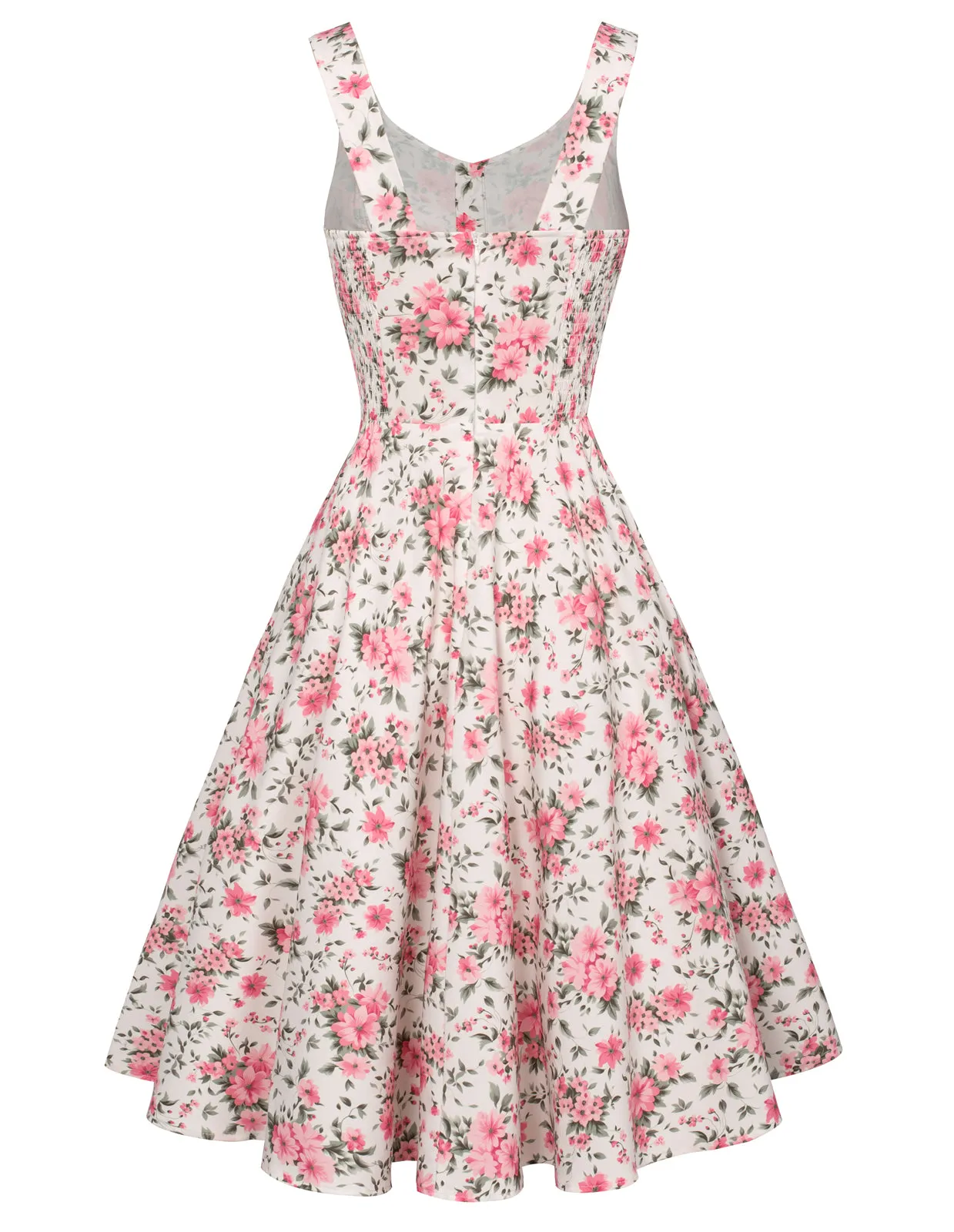 1950s Vintage Leaf Patterns Sleeveless Cocktail Party A-Line Dress