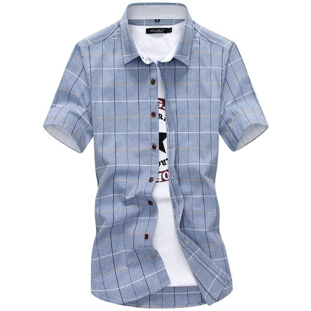 2020 New Mens Plaid Cotton Short Sleeved Summer button down Dress Shirts