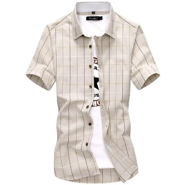 2020 New Mens Plaid Cotton Short Sleeved Summer button down Dress Shirts