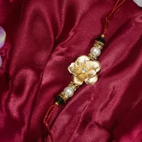 24K Gold Foil Floral Pearl Rakhi