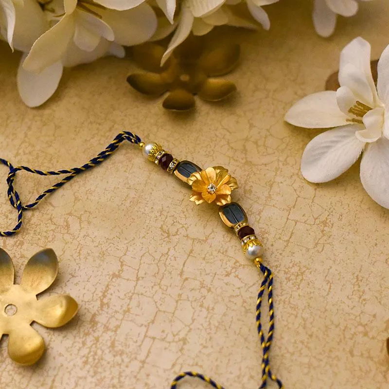 24K Gold Foil Floral Pearl Rakhi