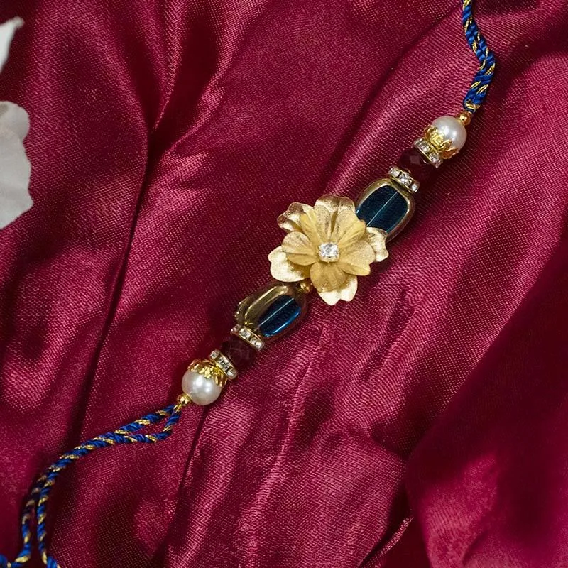 24K Gold Foil Floral Pearl Rakhi