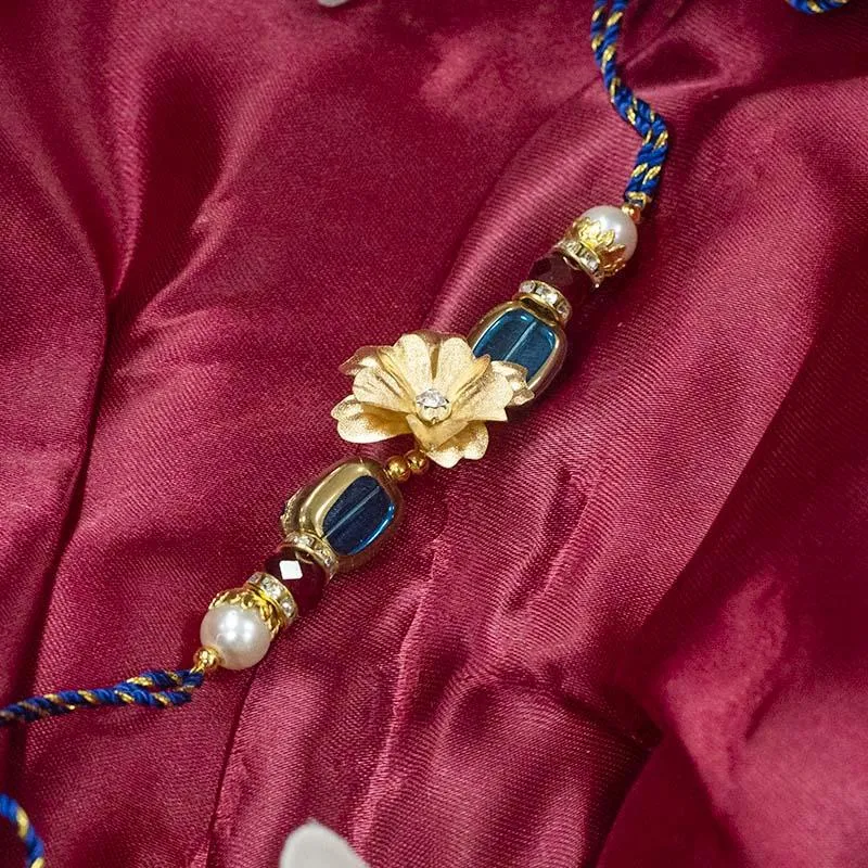 24K Gold Foil Floral Pearl Rakhi