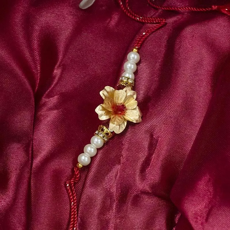 24K Gold Foil Floral Pearl Rakhi