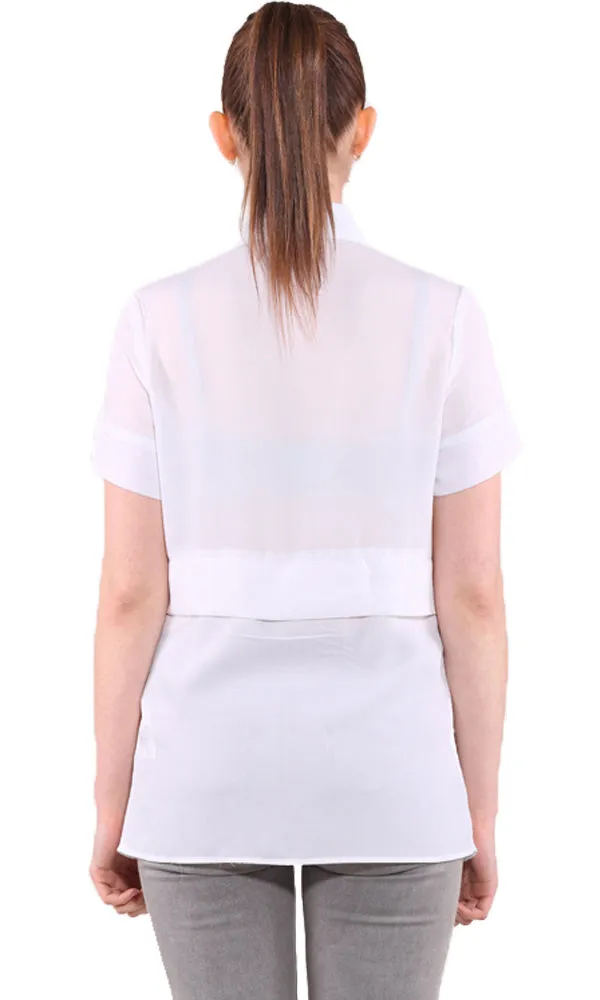 27511 Sheer Short Sleeves Shirt - White