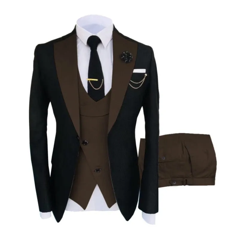 3 Pcs Blazer Pants Vest Shawl Lapel Tuxedos Wedding Suits for Men