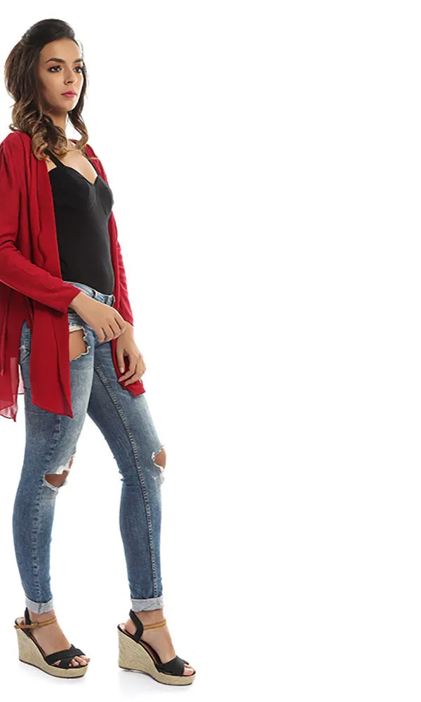 47476 Slip On Elegant Cardigan - Red