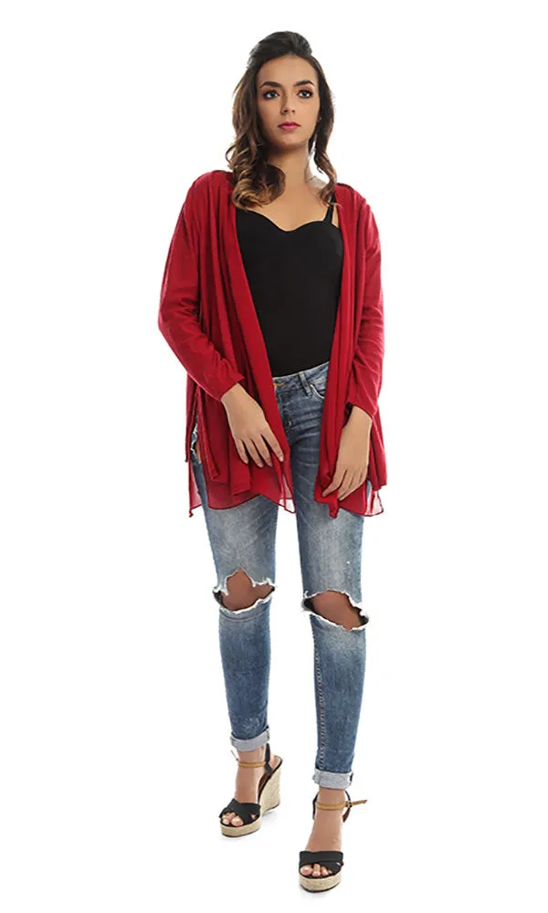 47476 Slip On Elegant Cardigan - Red