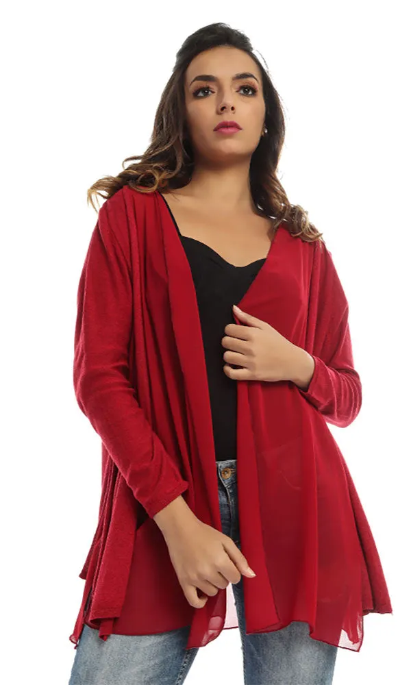 47476 Slip On Elegant Cardigan - Red