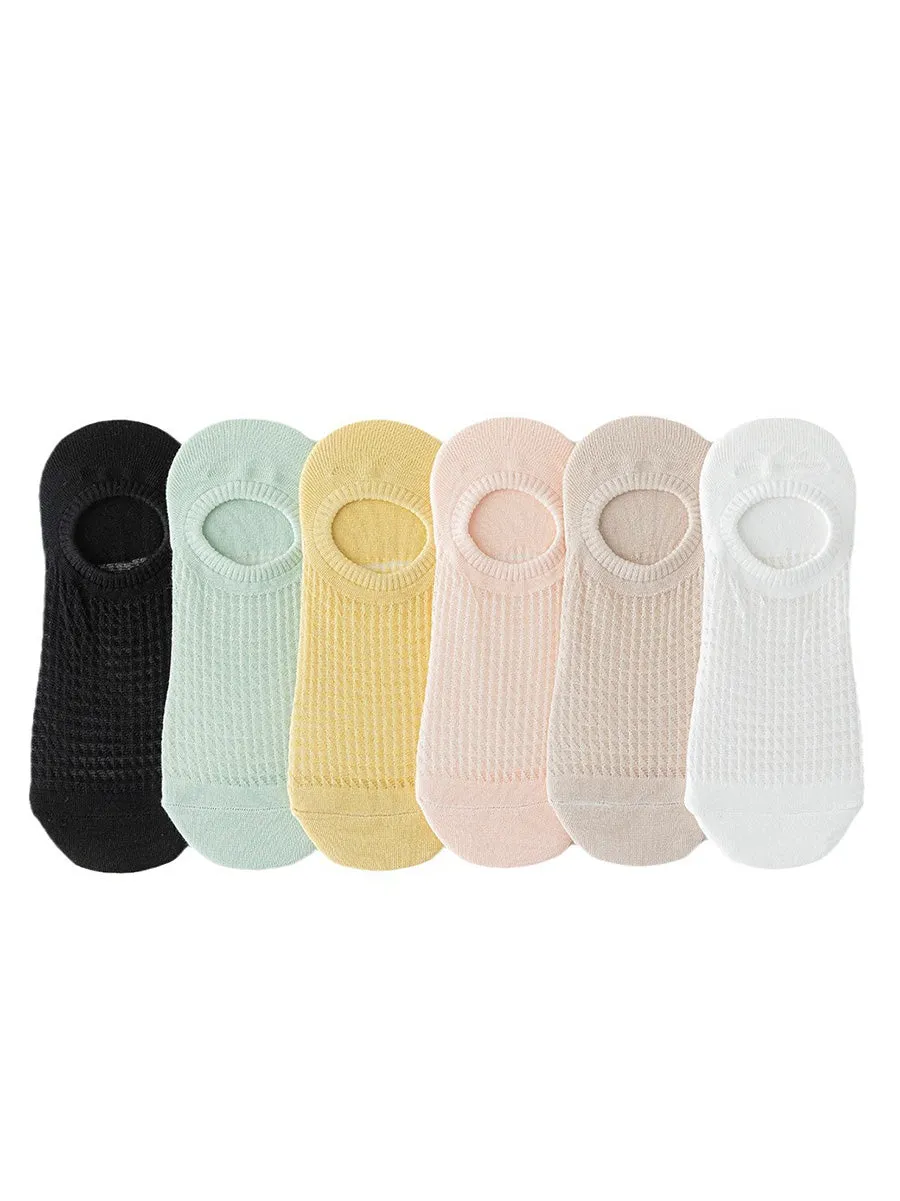 6 Pairs Women Summer Casual Solid Short Socks CX039