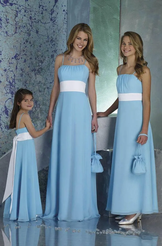 A Line Chiffon Floor Length With Belt Bridesmaid Dresses Prom Dresses