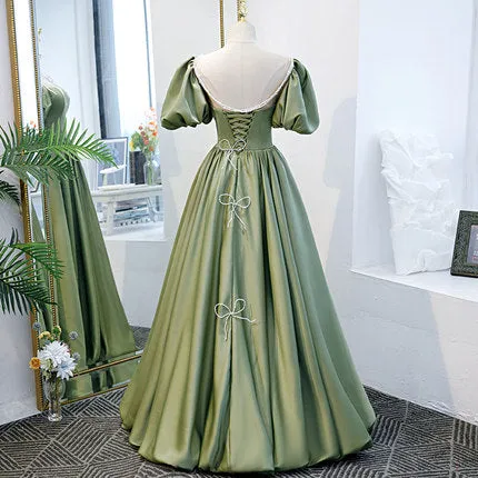 A line Green Long Prom Dresses SH176