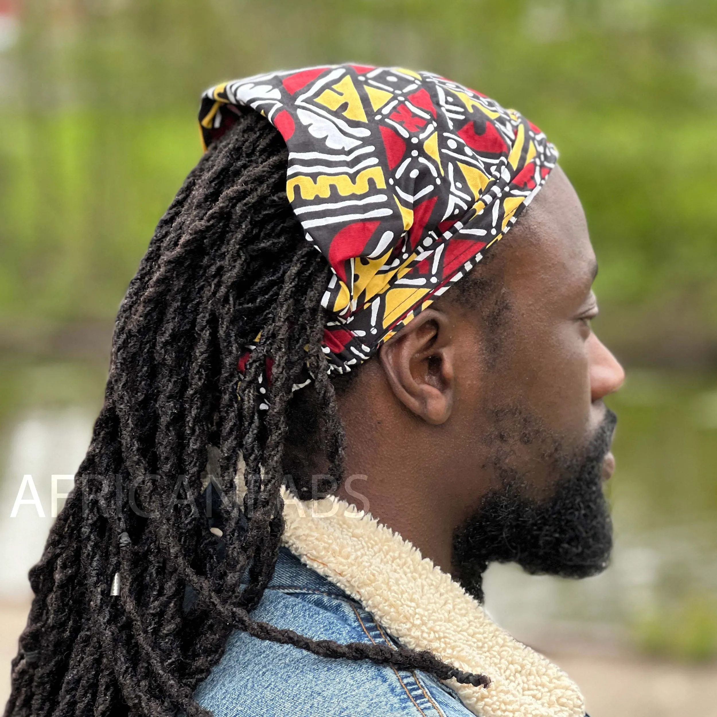 African print Headband - Unisex Adults - Hair Accessories - Maroon bogolan