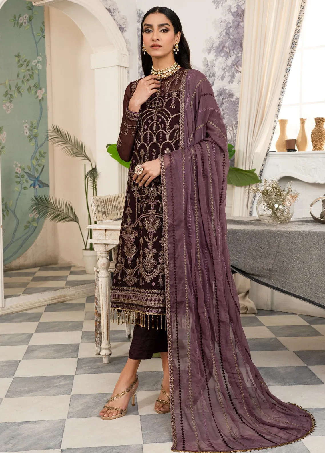 Afsanah by Zarif Embroidered Chiffon 3 Piece Unstitched Suit ZF24AF ZAF-09 ZINAT