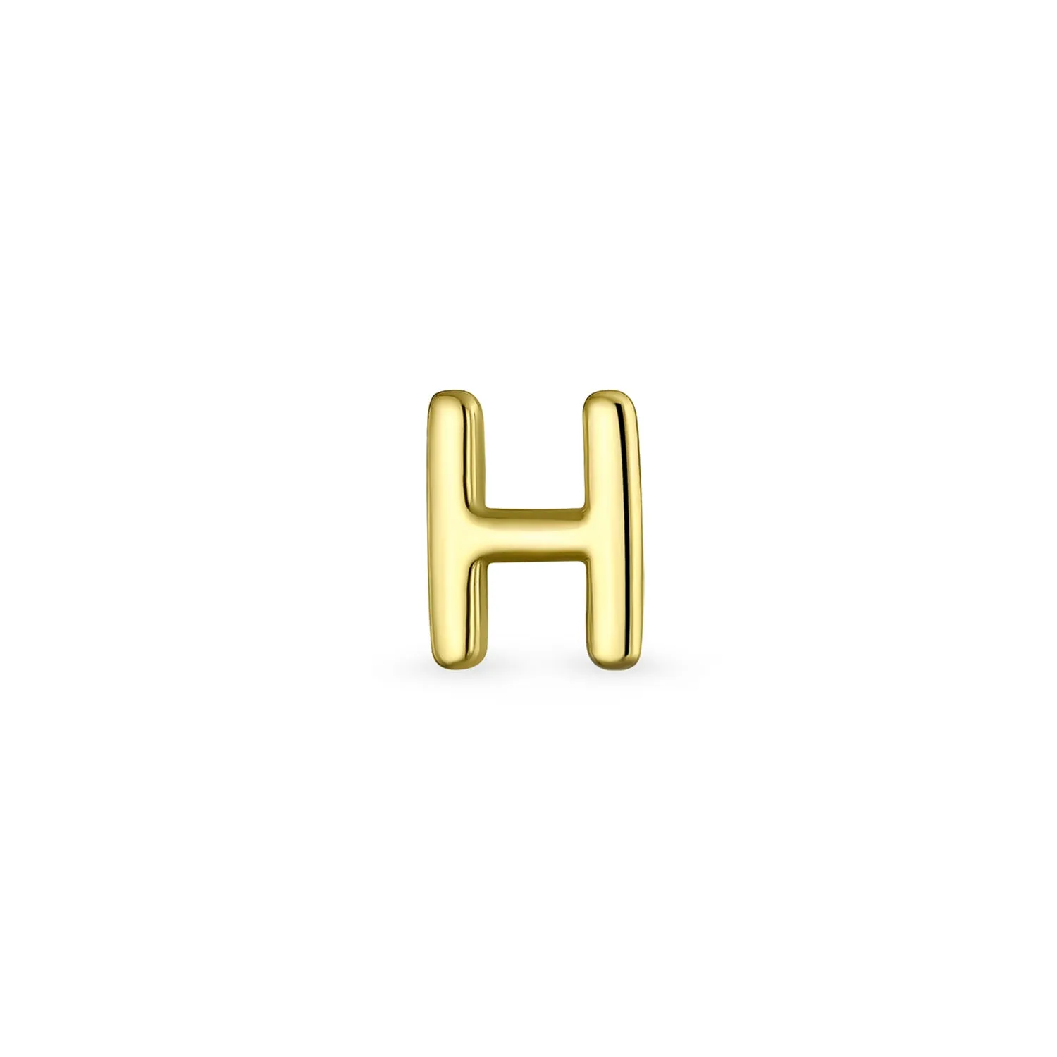 Alphabet Letter Initial Cartilage 1 Piece Stud Earring Real 14K Gold