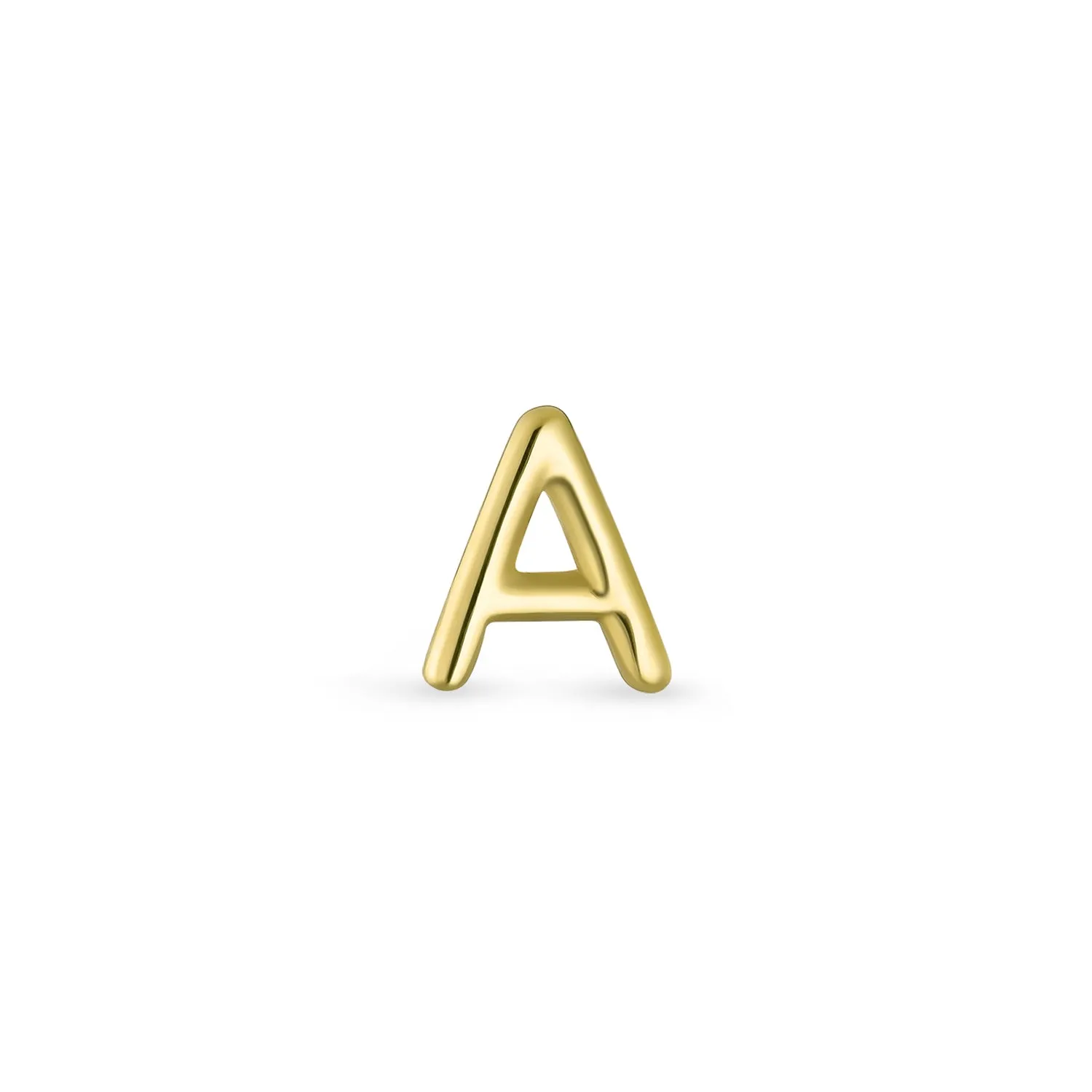 Alphabet Letter Initial Cartilage 1 Piece Stud Earring Real 14K Gold