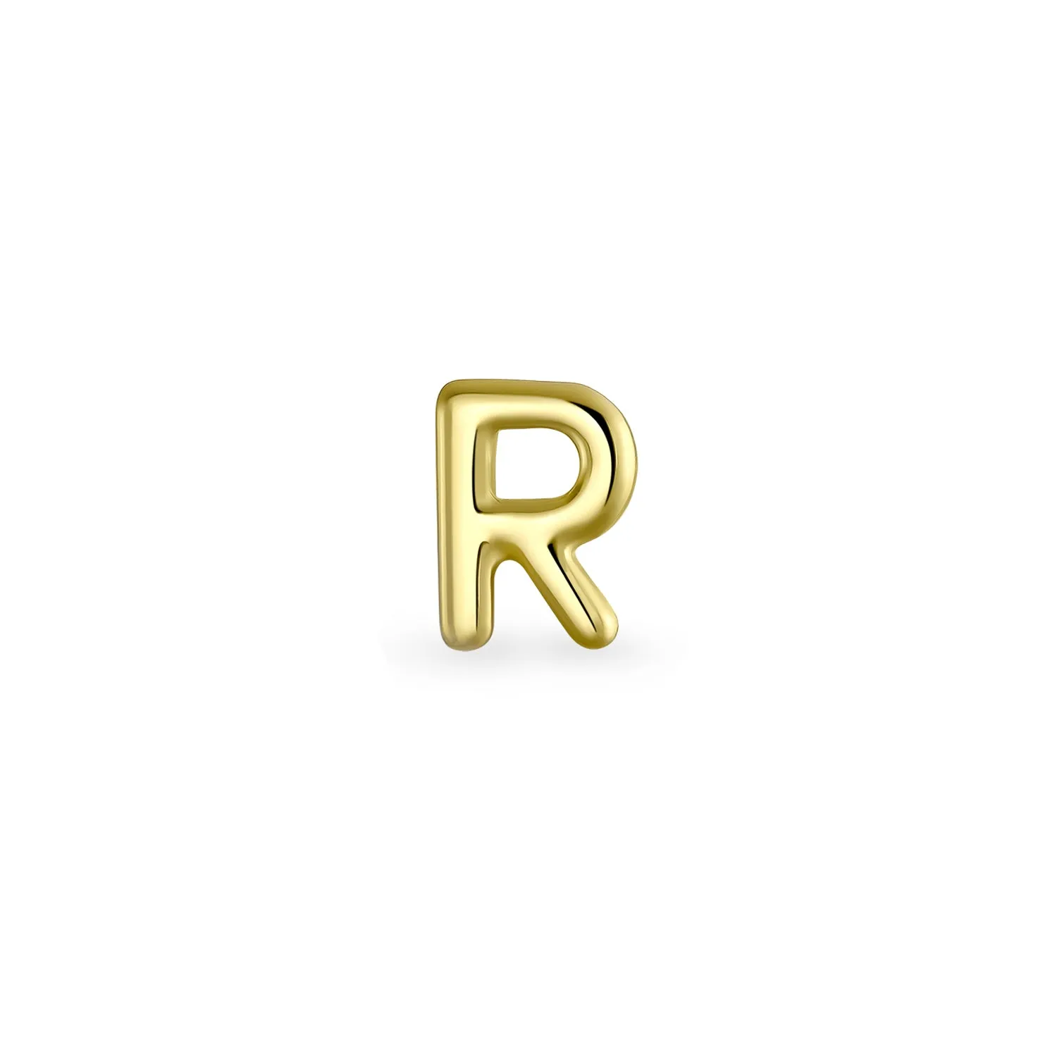 Alphabet Letter Initial Cartilage 1 Piece Stud Earring Real 14K Gold