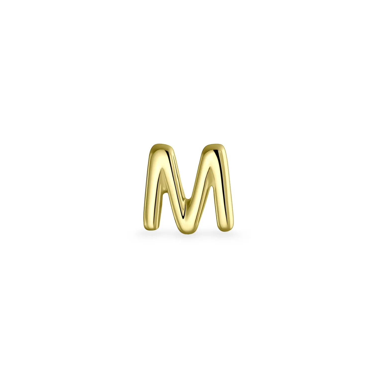 Alphabet Letter Initial Cartilage 1 Piece Stud Earring Real 14K Gold