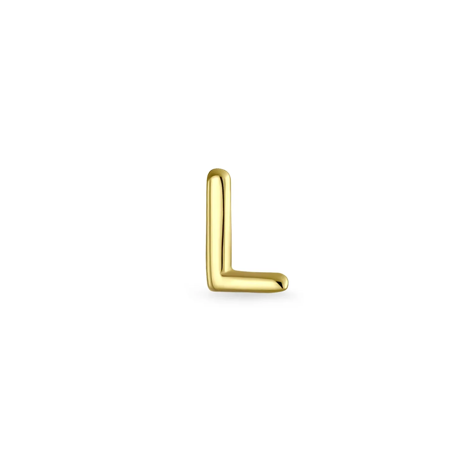 Alphabet Letter Initial Cartilage 1 Piece Stud Earring Real 14K Gold