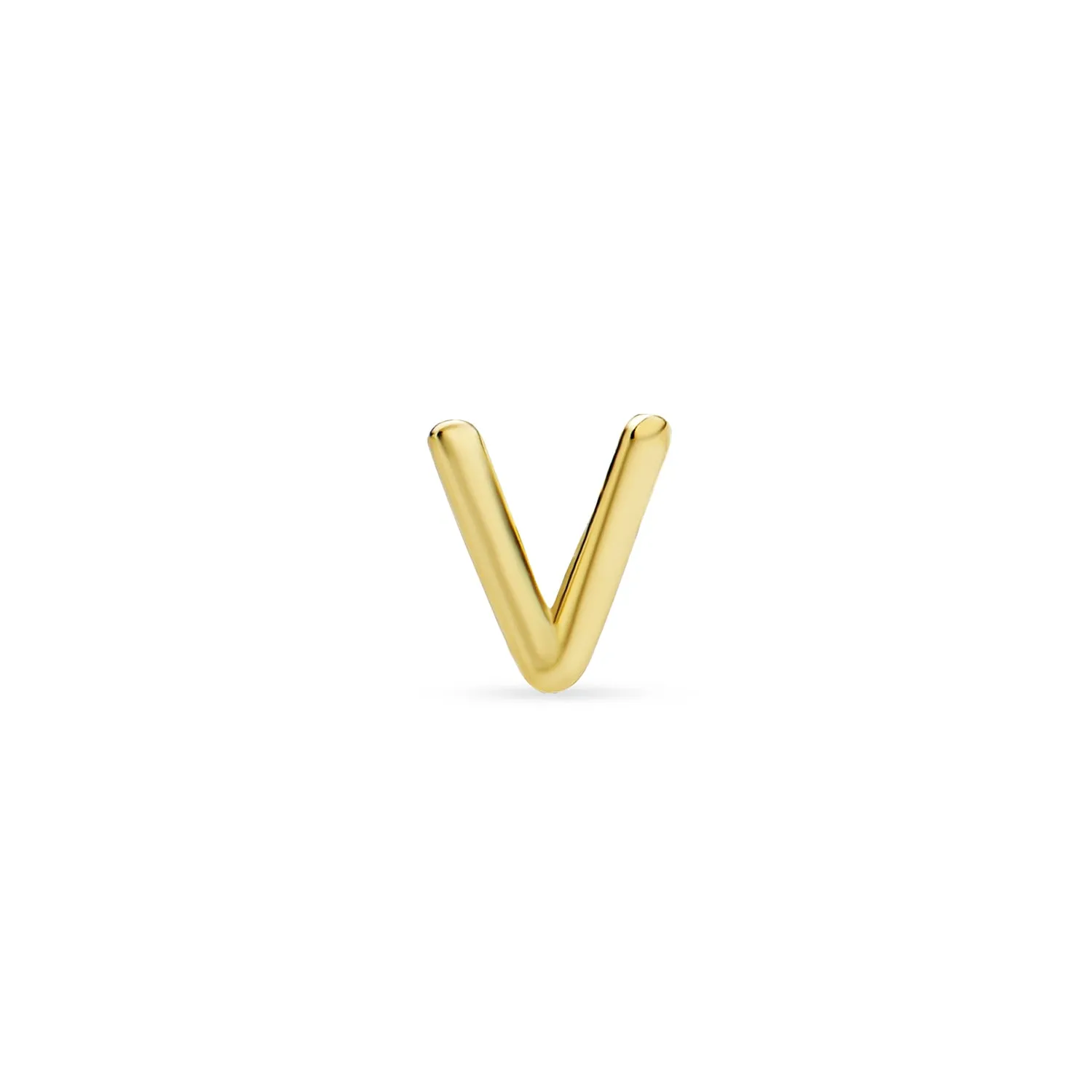 Alphabet Letter Initial Cartilage 1 Piece Stud Earring Real 14K Gold