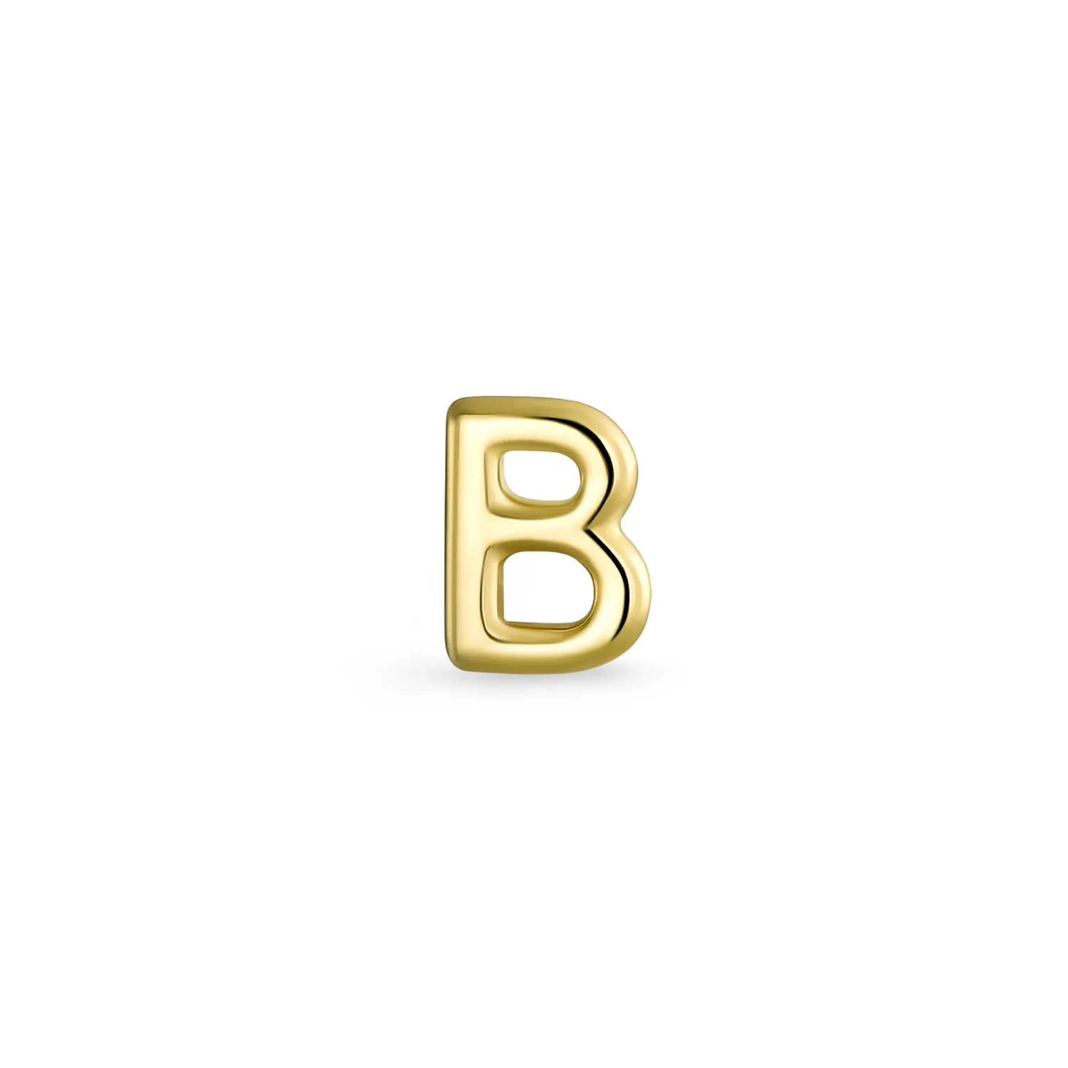 Alphabet Letter Initial Cartilage 1 Piece Stud Earring Real 14K Gold