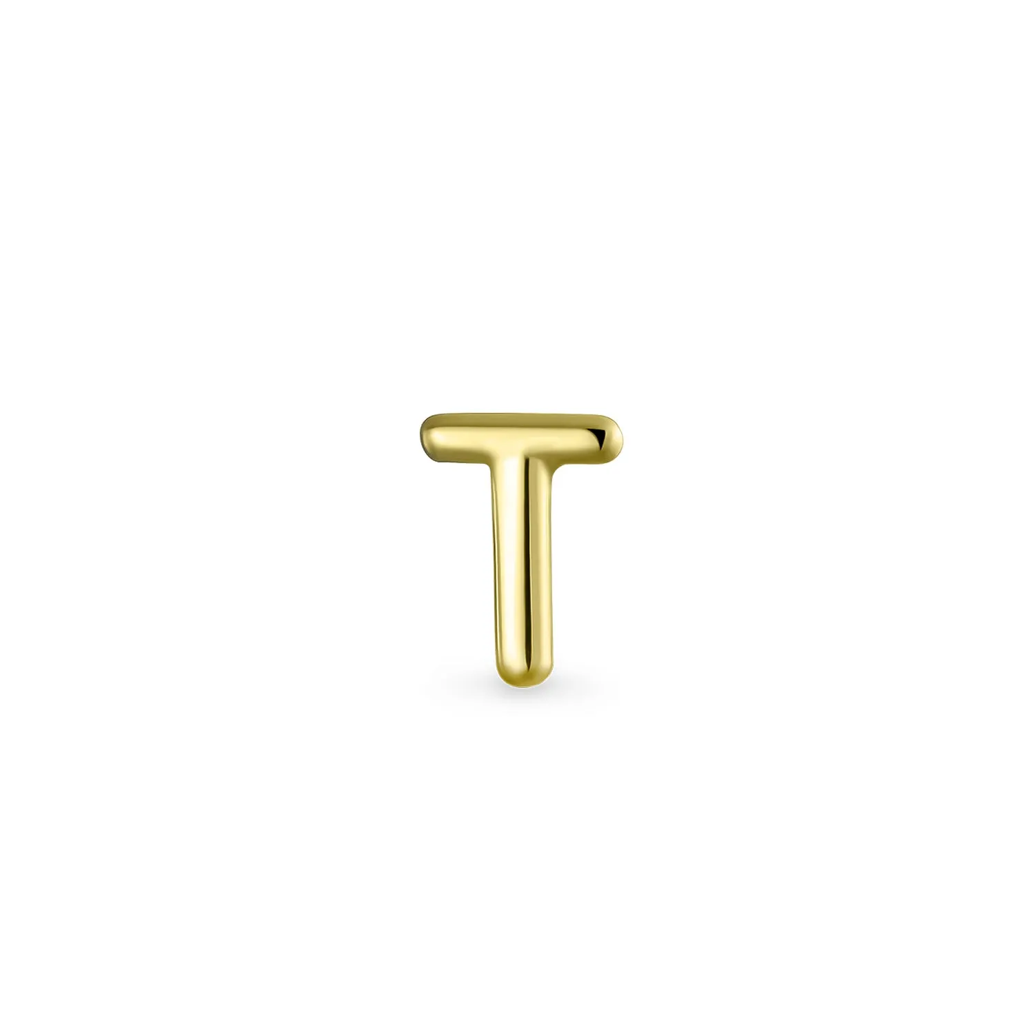 Alphabet Letter Initial Cartilage 1 Piece Stud Earring Real 14K Gold