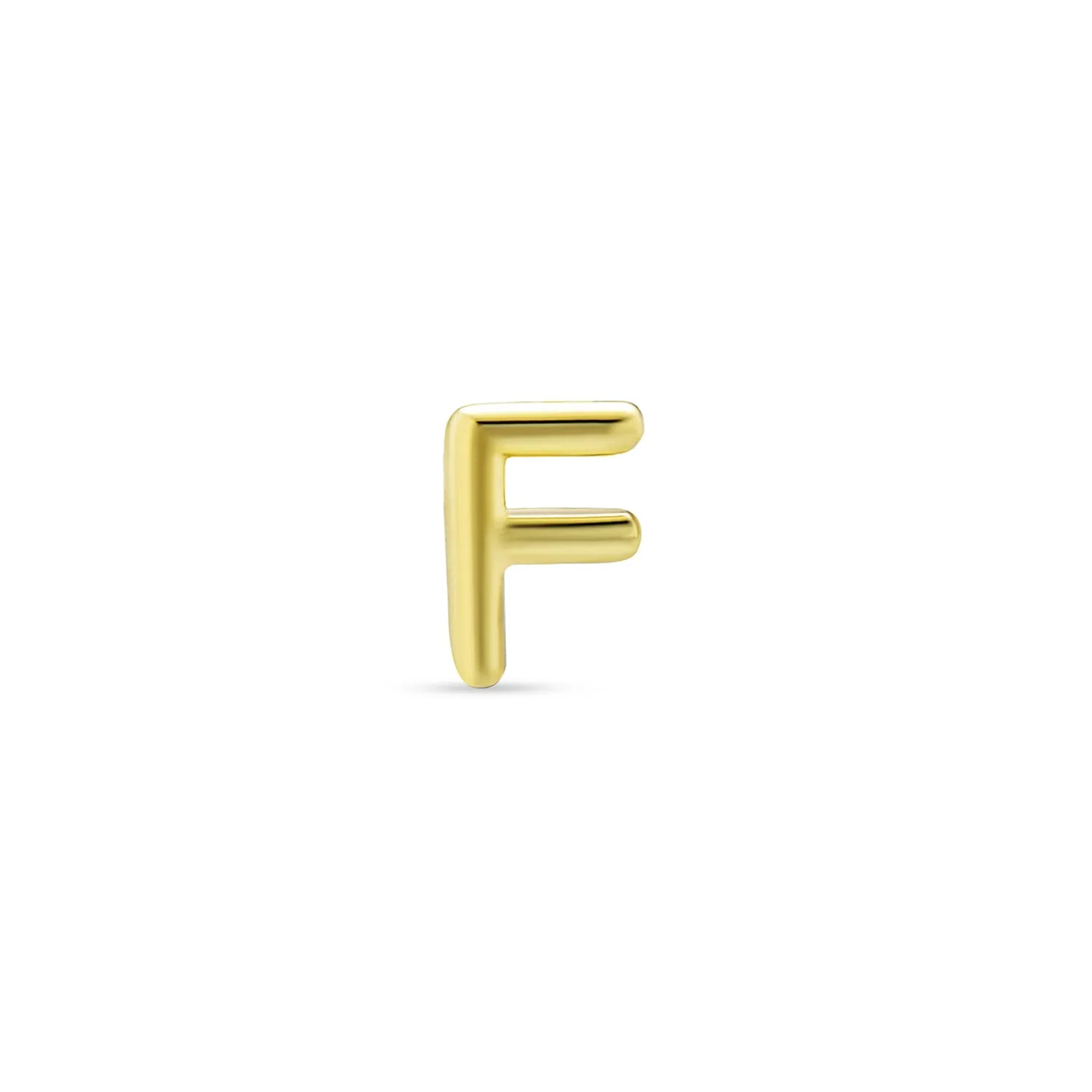 Alphabet Letter Initial Cartilage 1 Piece Stud Earring Real 14K Gold