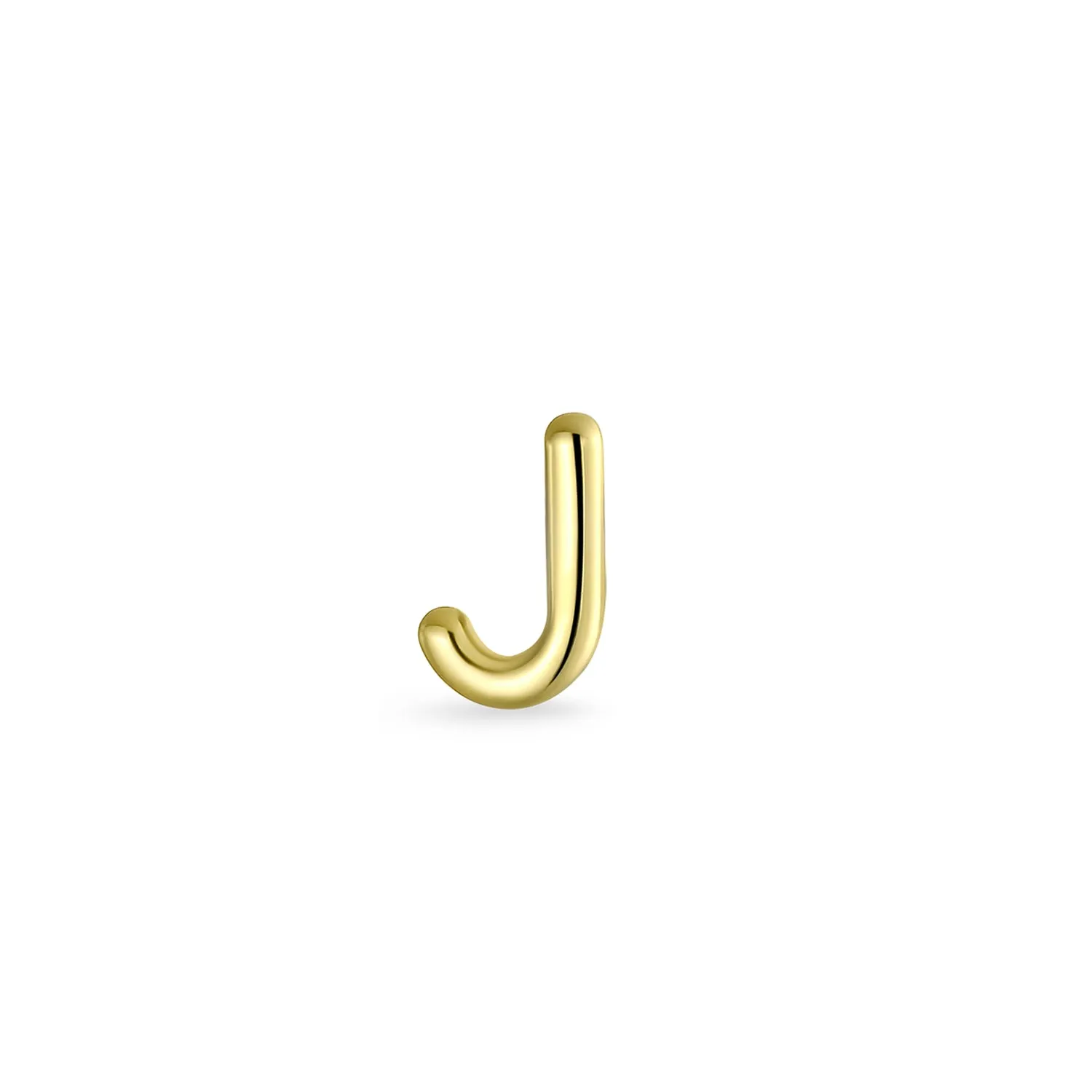 Alphabet Letter Initial Cartilage 1 Piece Stud Earring Real 14K Gold