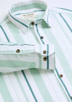 Attrayant Green Stripes Mens Shirt