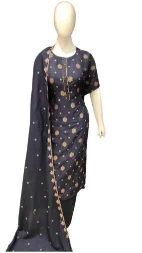 Banarasi Silk Semi Stitched Suit with Buties and Dupatta