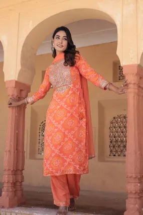 Bandhej Georgette Suit with Gota Patti and Embroidered work