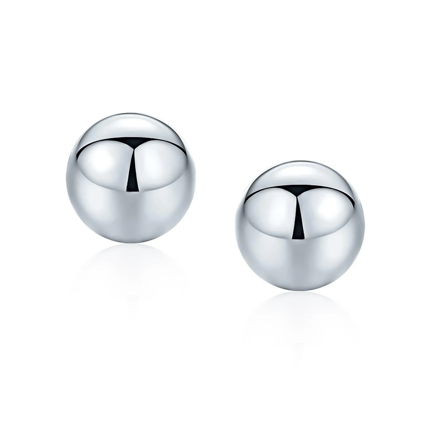 Basic Minimalist Simple Round Bead Ball Stud Earrings Sterling Silver