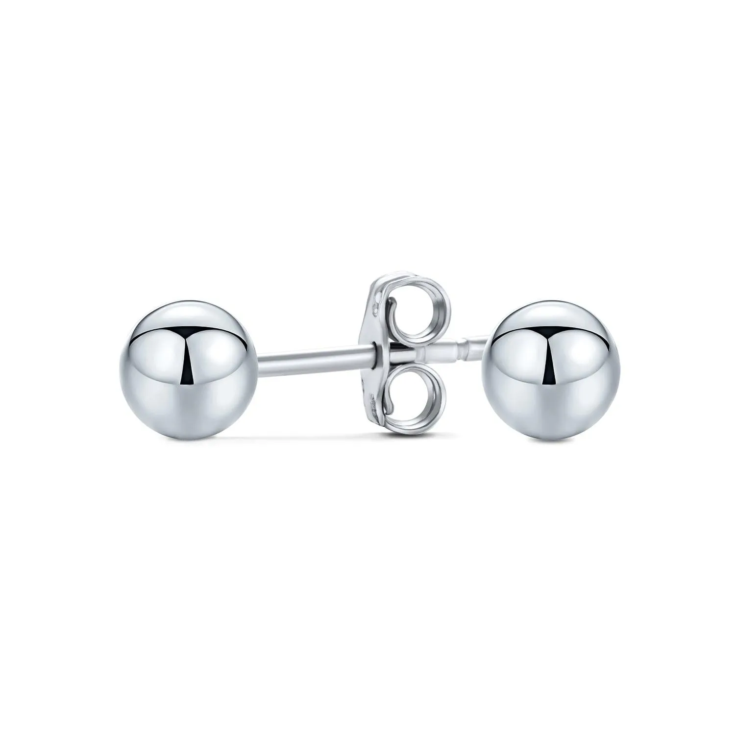 Basic Minimalist Simple Round Bead Ball Stud Earrings Sterling Silver