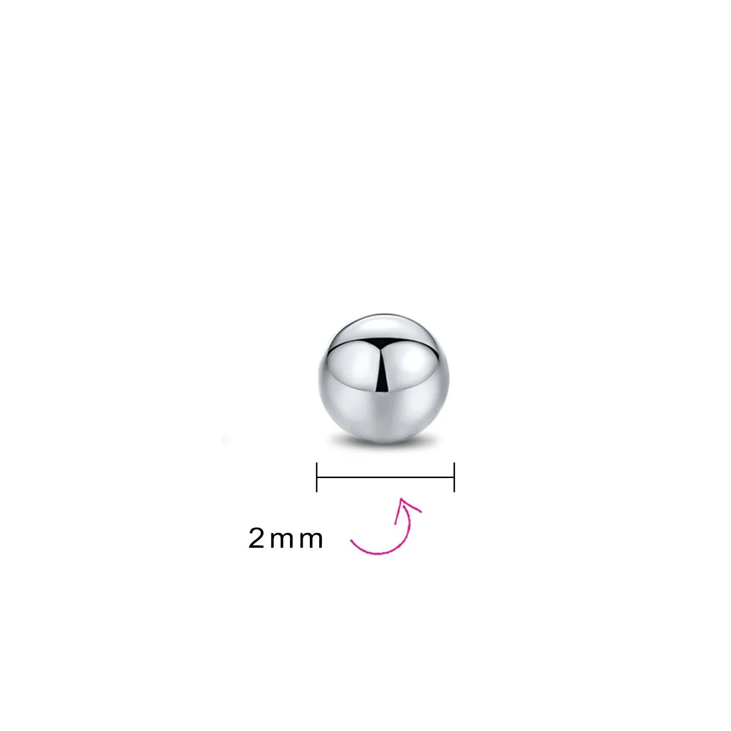 Basic Minimalist Simple Round Bead Ball Stud Earrings Sterling Silver