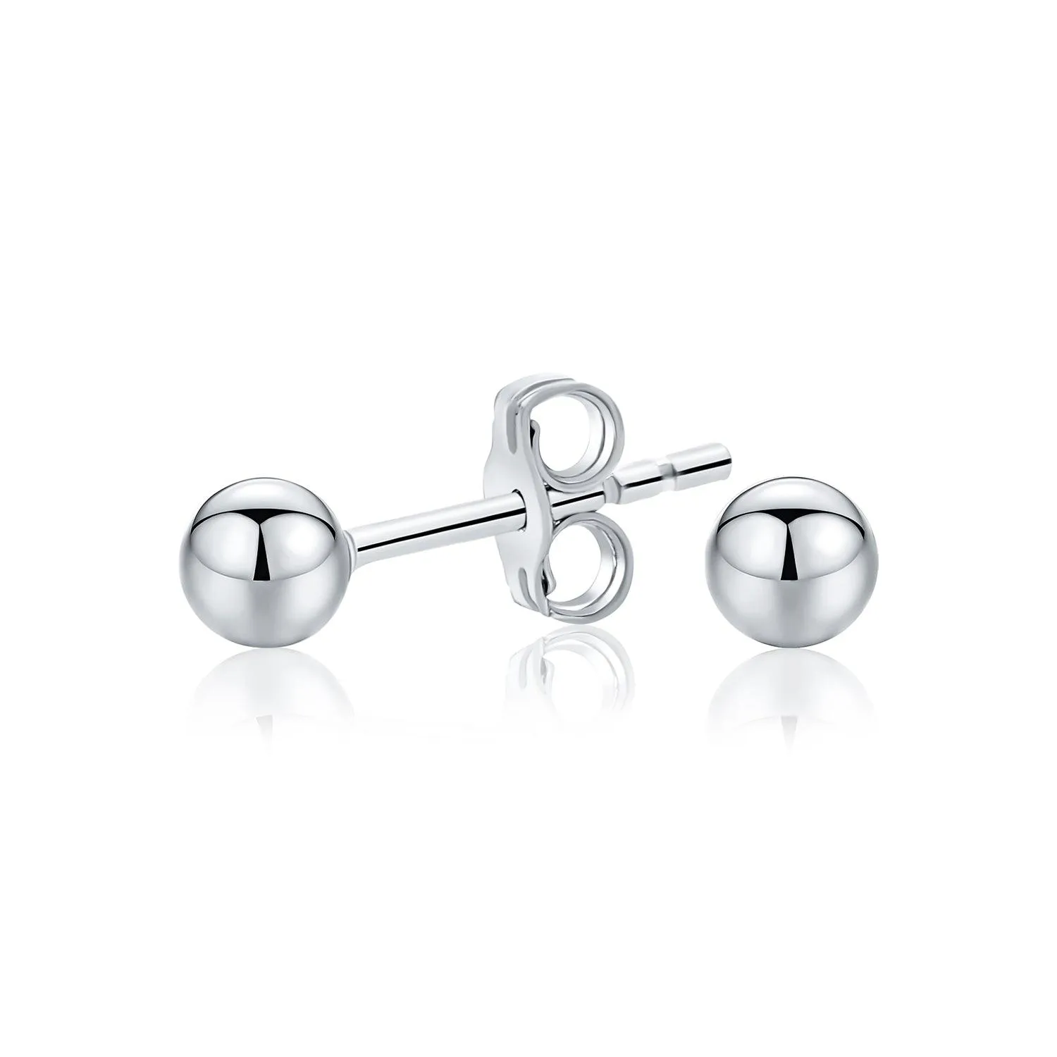 Basic Minimalist Simple Round Bead Ball Stud Earrings Sterling Silver