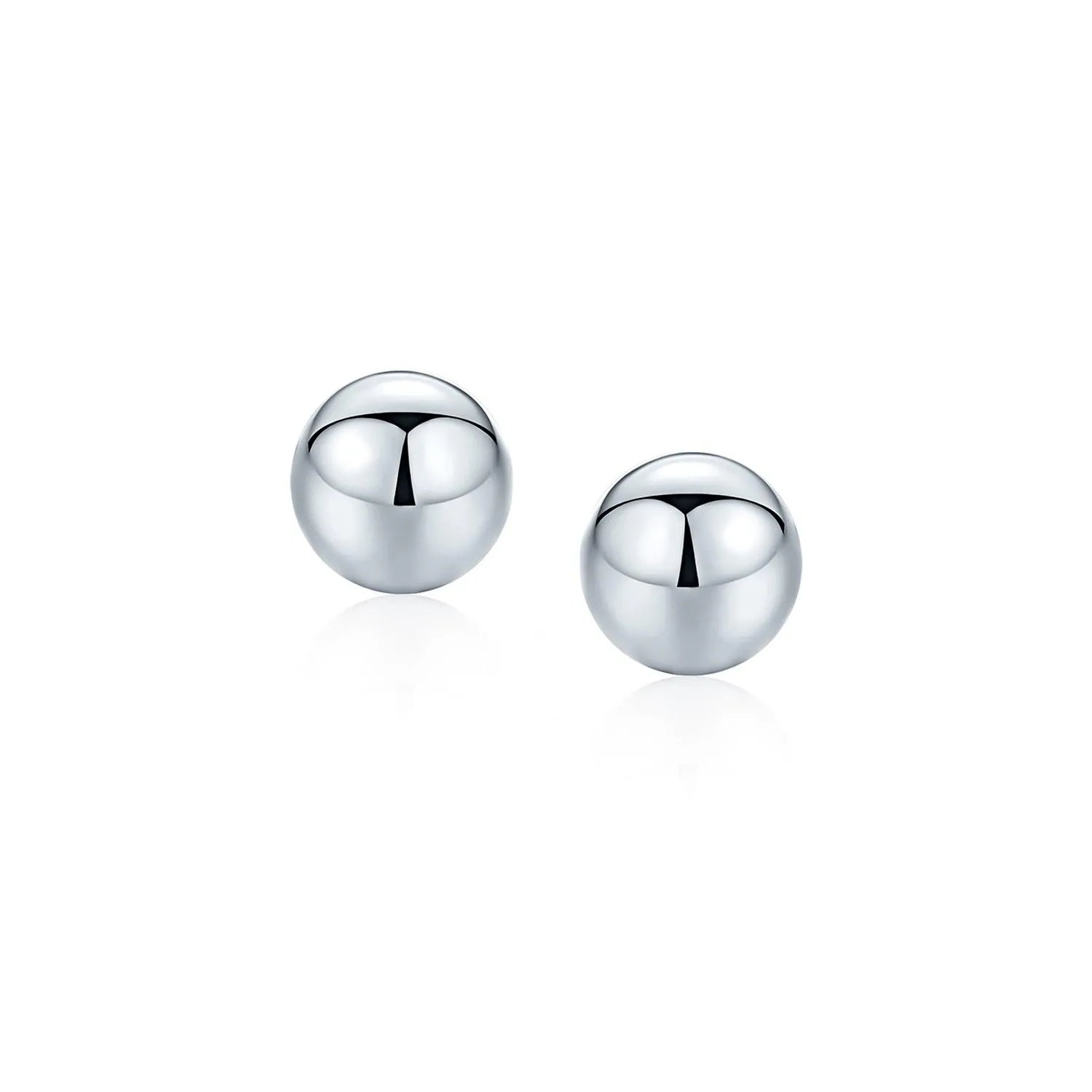 Basic Minimalist Simple Round Bead Ball Stud Earrings Sterling Silver