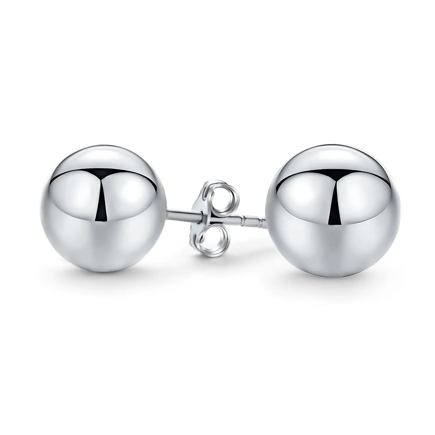 Basic Minimalist Simple Round Bead Ball Stud Earrings Sterling Silver