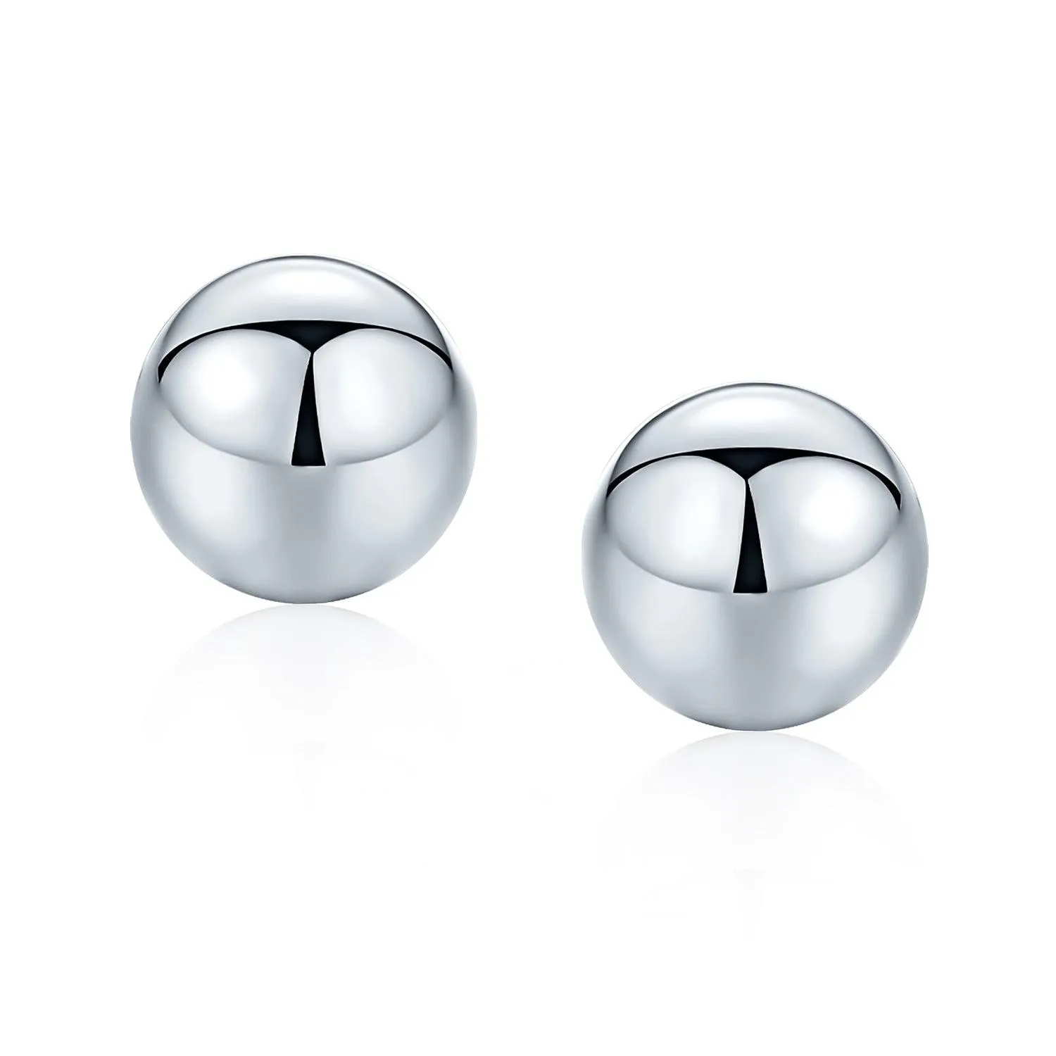 Basic Minimalist Simple Round Bead Ball Stud Earrings Sterling Silver