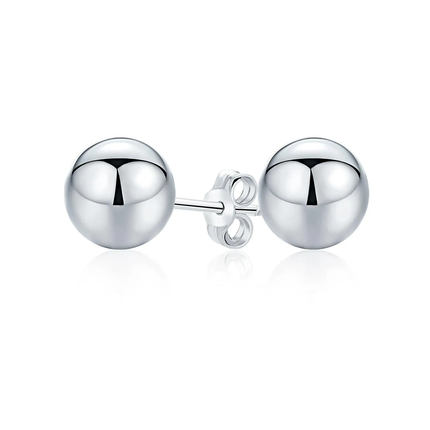 Basic Minimalist Simple Round Bead Ball Stud Earrings Sterling Silver