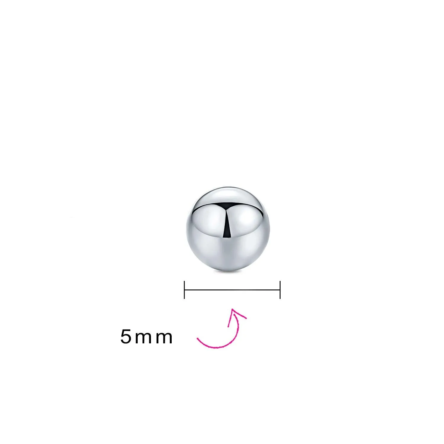 Basic Minimalist Simple Round Bead Ball Stud Earrings Sterling Silver