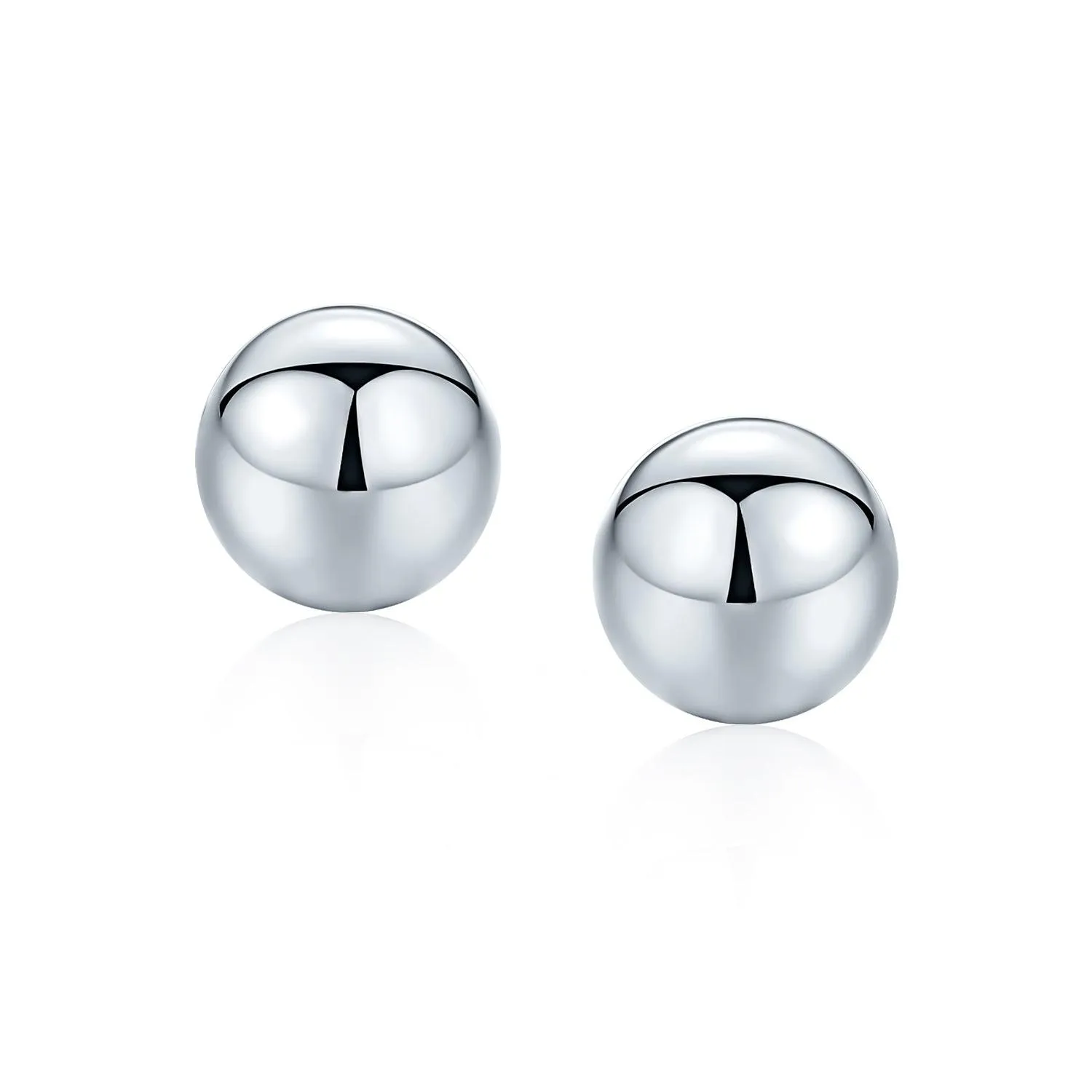 Basic Minimalist Simple Round Bead Ball Stud Earrings Sterling Silver