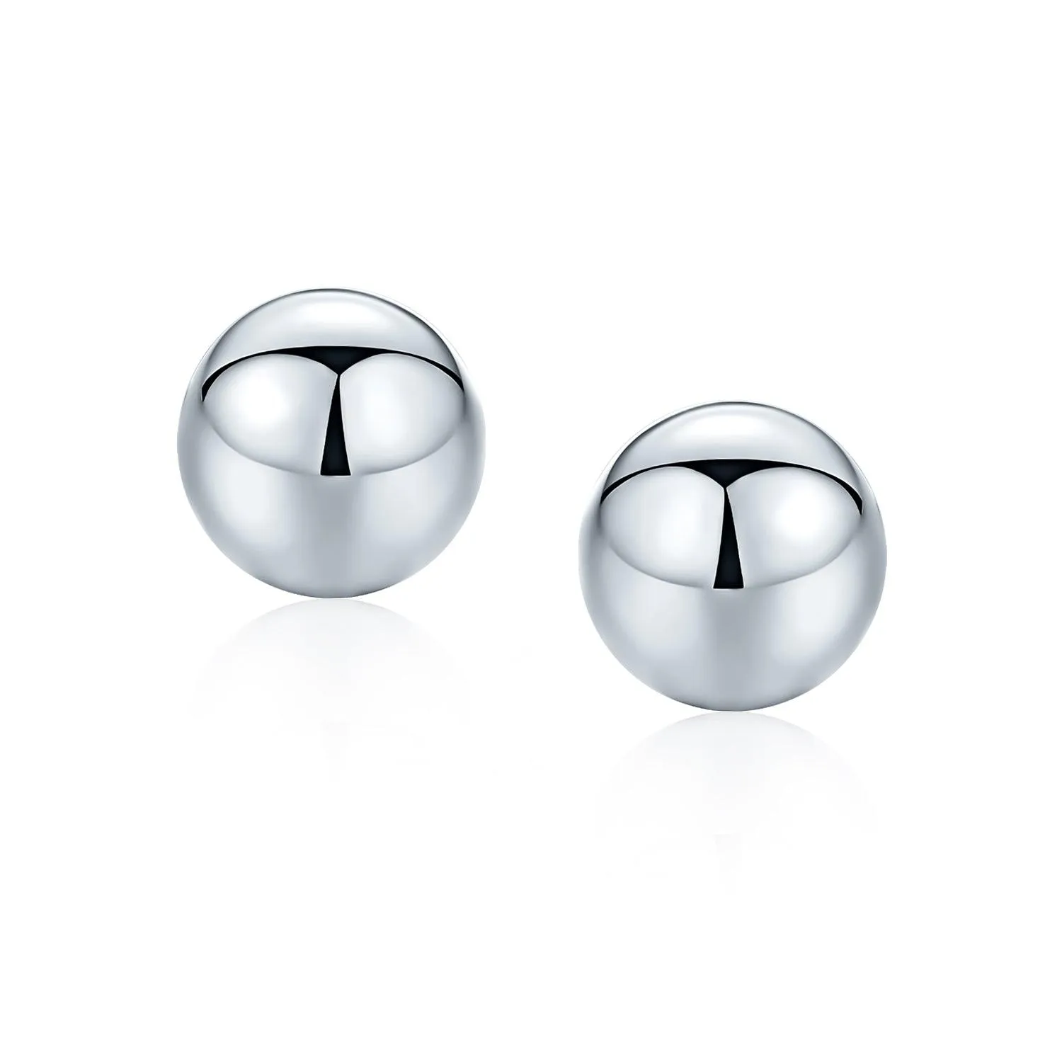 Basic Minimalist Simple Round Bead Ball Stud Earrings Sterling Silver