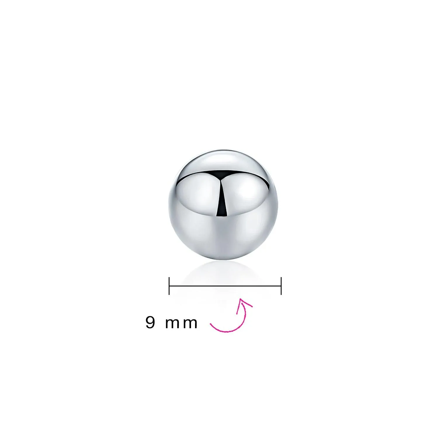 Basic Minimalist Simple Round Bead Ball Stud Earrings Sterling Silver