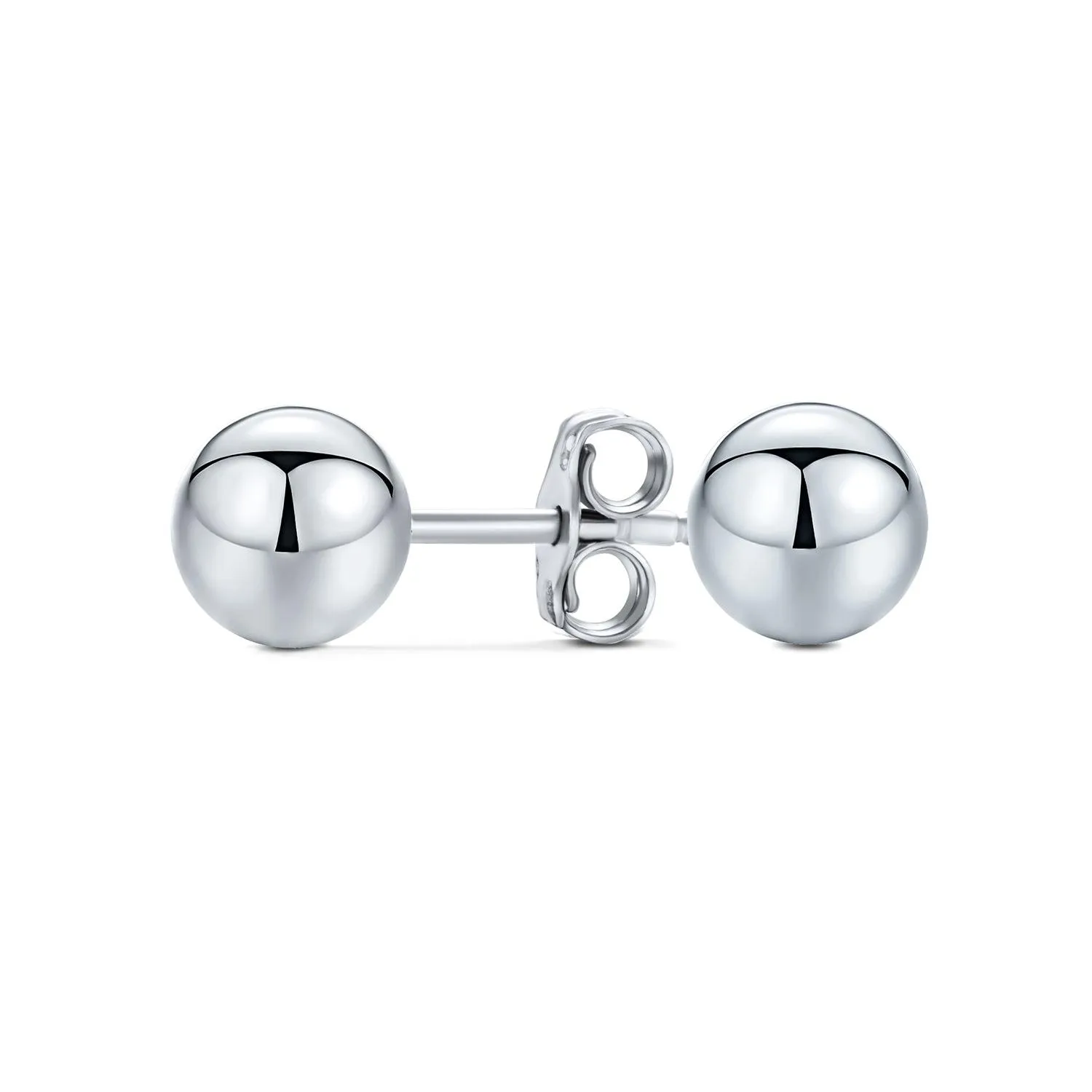 Basic Minimalist Simple Round Bead Ball Stud Earrings Sterling Silver