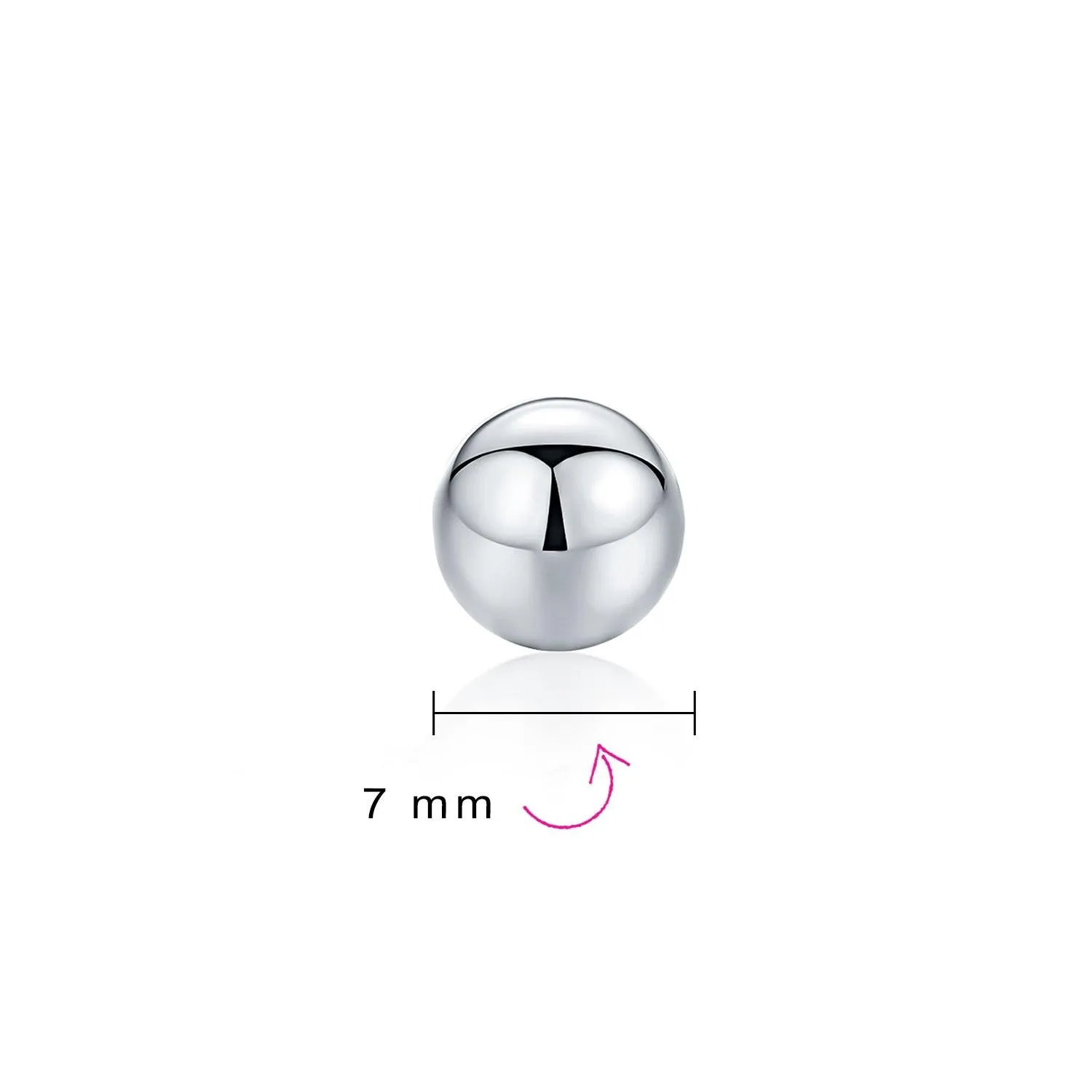 Basic Minimalist Simple Round Bead Ball Stud Earrings Sterling Silver