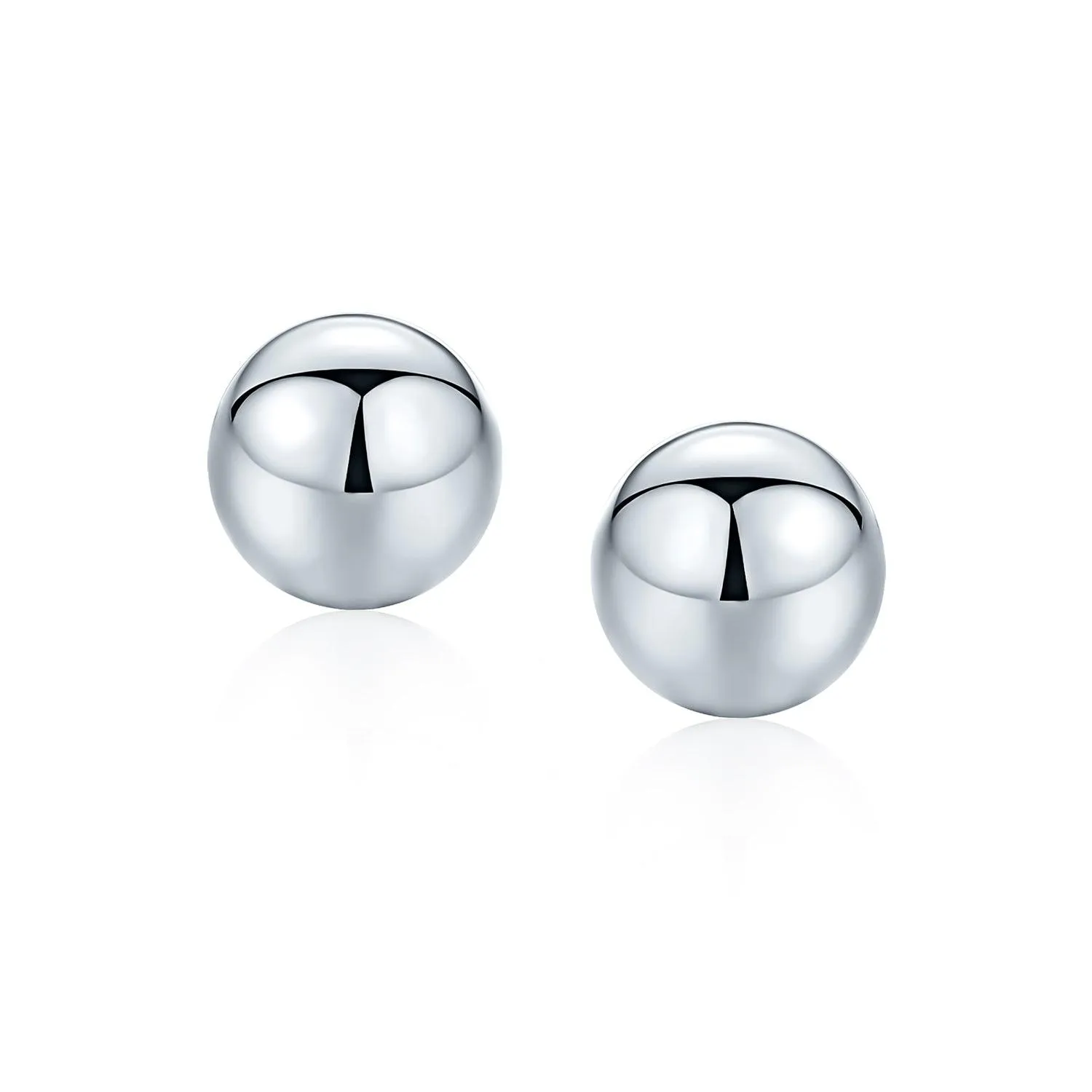 Basic Minimalist Simple Round Bead Ball Stud Earrings Sterling Silver